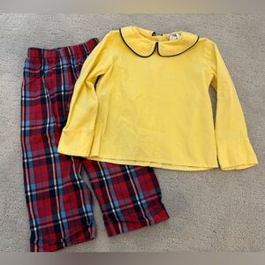 Hannah Kate Clothing Toddler Boy Yellow Peter Pan Top & Plaid Pants Classic Set